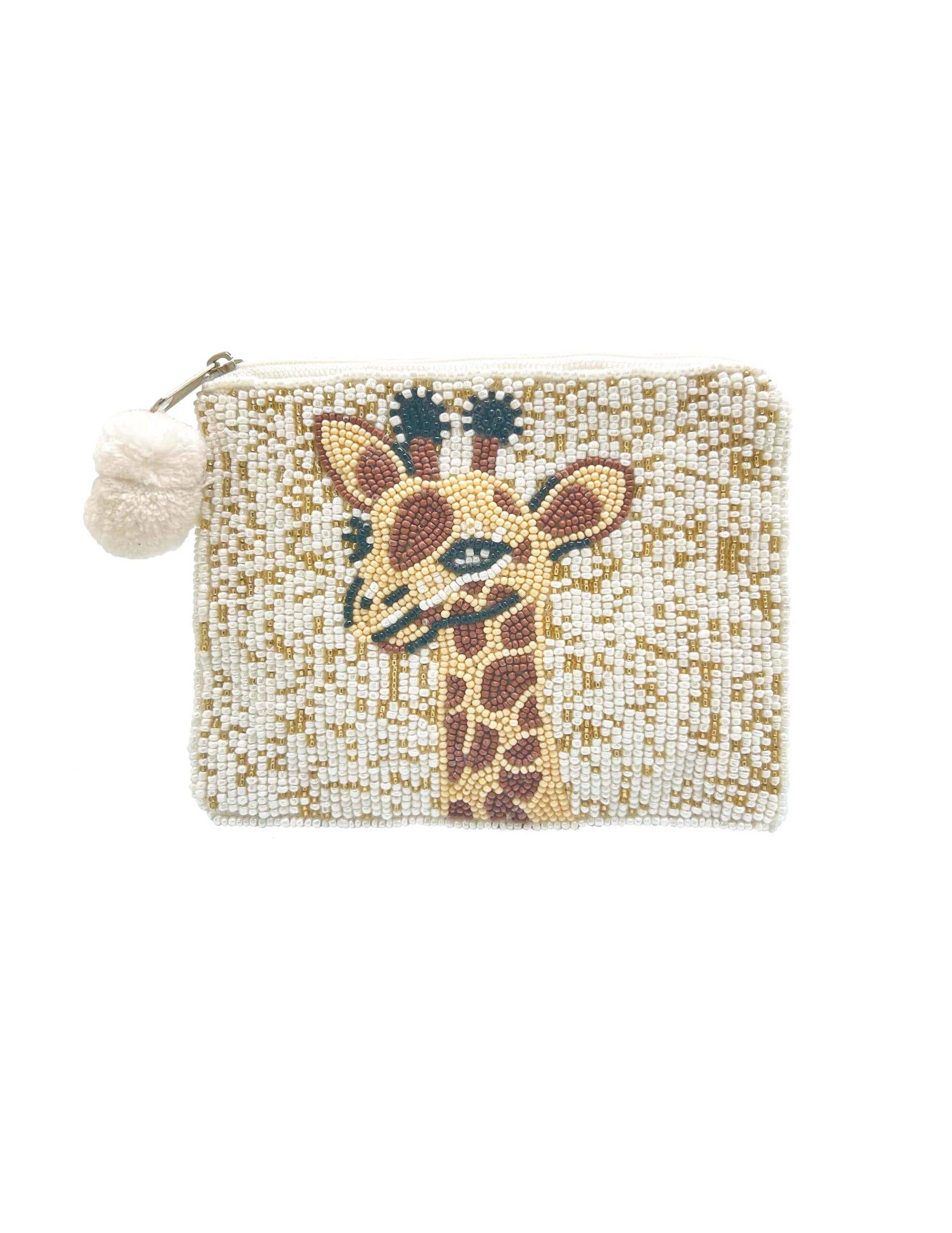 Handmade Giraffe Beaded Coin Purse