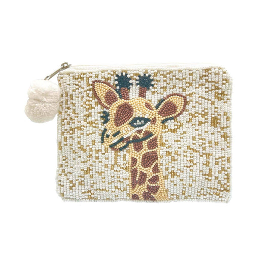 Handmade Giraffe Beaded Coin Purse