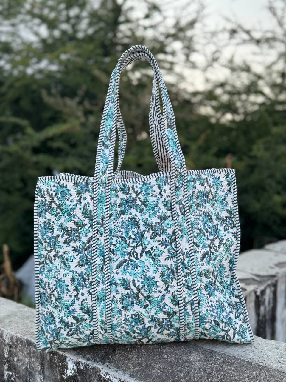 Stylish Women’s Quilted Fabric Jhola Bag Woman's Cotton Bag