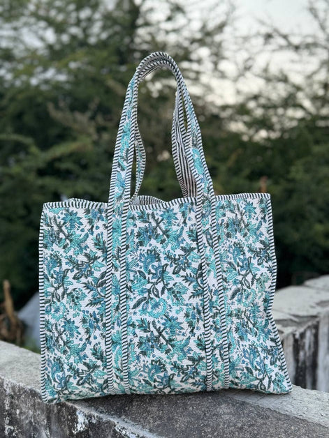 Stylish Women’s Quilted Fabric Jhola Bag Woman's Cotton Bag