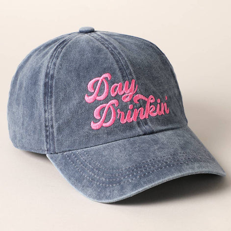 Day Drinkin' Text Embroidered Baseball Cap