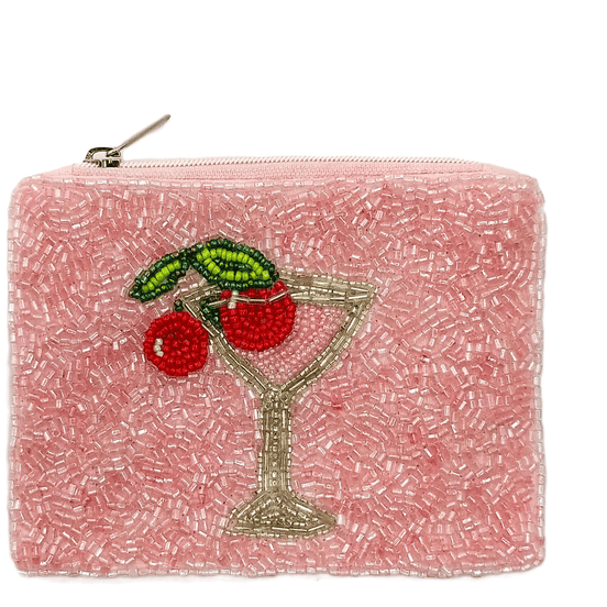 Ladies Cocktails Fully Beaded Coin Purse