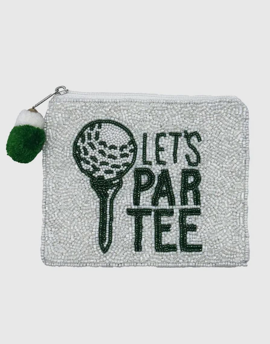 Golf Themed “Let’s Partee” Beaded Coin Purse