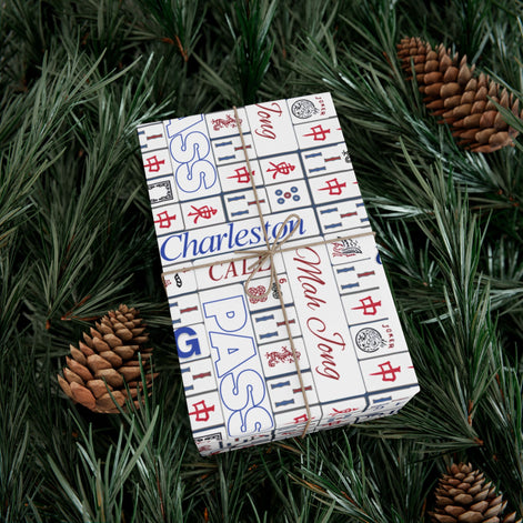 Mahjong Tile Pattern Gift Wrap Paper — Charleston, Kong & Pass Design
