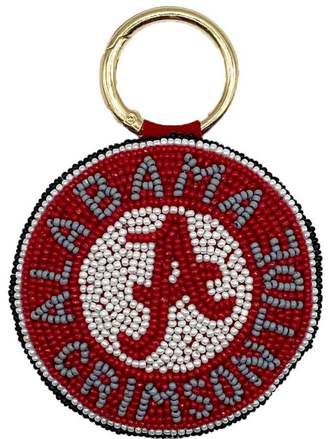 ALABAMA CRIMSON TIDE BEADED KEYCHAIN