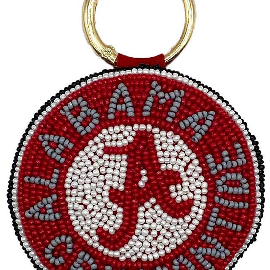 ALABAMA CRIMSON TIDE BEADED KEYCHAIN