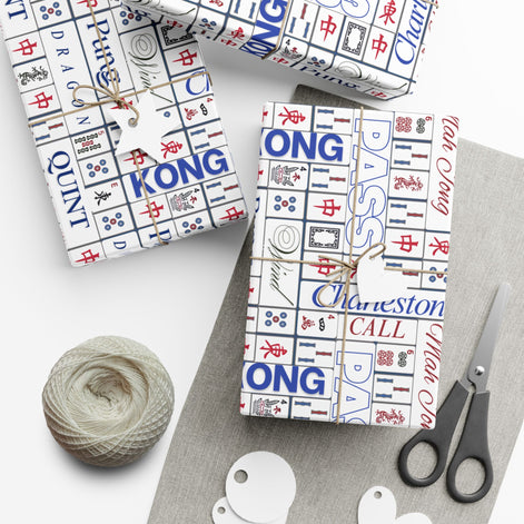 Mahjong Tile Pattern Gift Wrap Paper — Charleston, Kong & Pass Design
