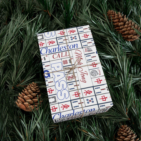 Mahjong Tile Pattern Gift Wrap Paper — Charleston, Kong & Pass Design