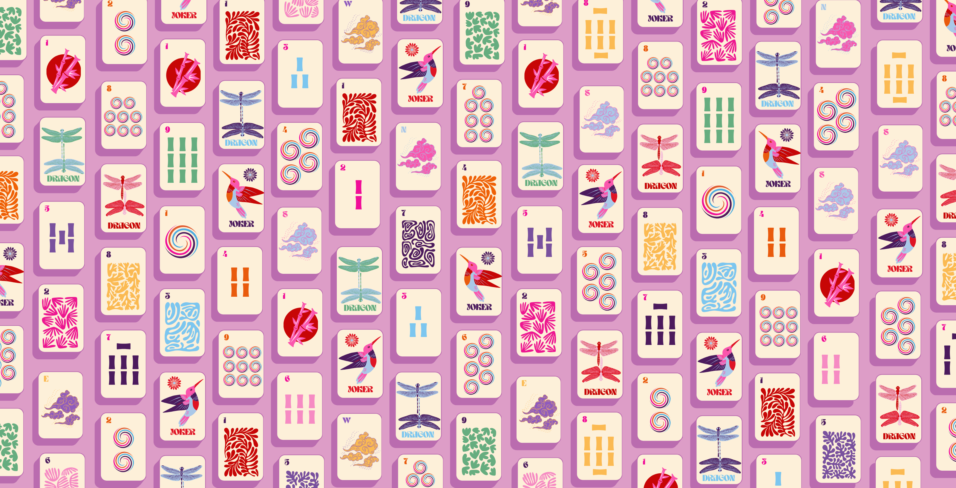 5.5x11 MAHJONG MADNESS trinket tray insert set of 5