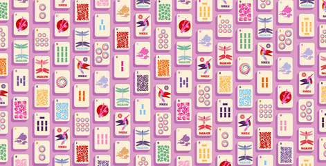 5.5x11 MAHJONG MADNESS trinket tray insert set of 5