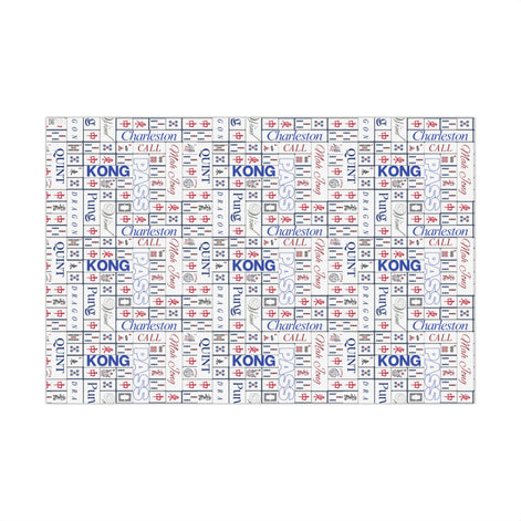 Mahjong Tile Pattern Gift Wrap Paper — Charleston, Kong & Pass Design