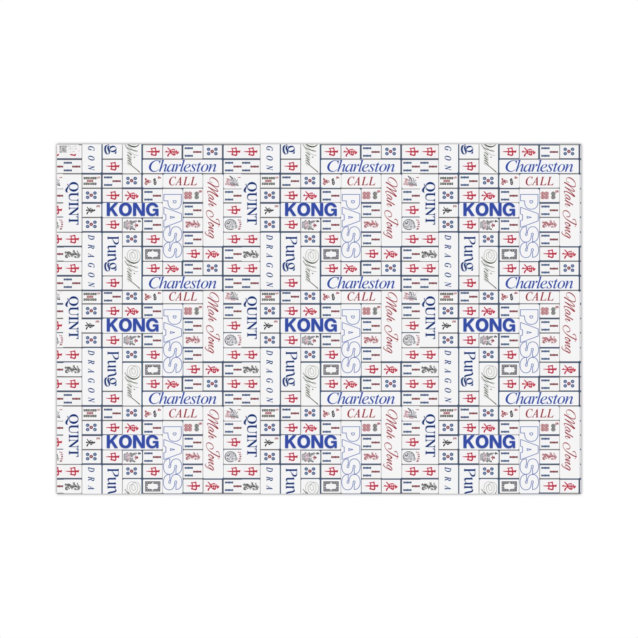 Mahjong Tile Pattern Gift Wrap Paper — Charleston, Kong & Pass Design