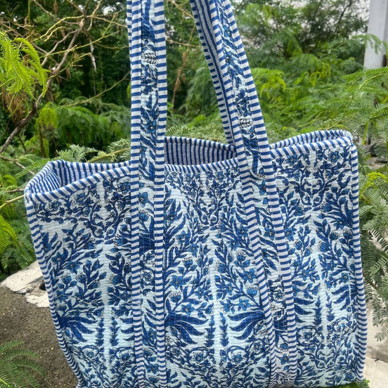 Women Shopping Bag Quilted Bag Hand Block Printed Tote Bags