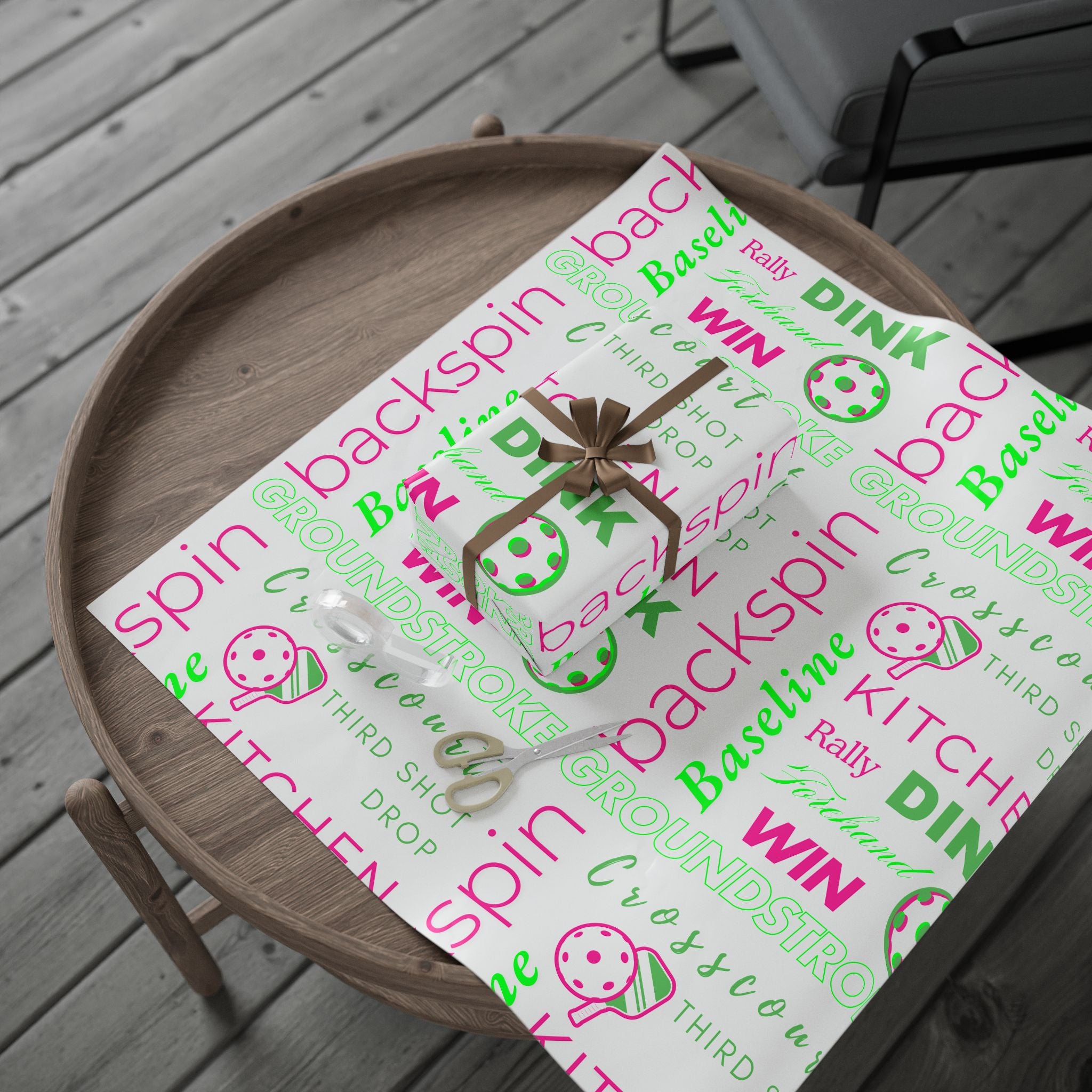 Pickled Pink Wrapping Paper, Pickleball-Themed