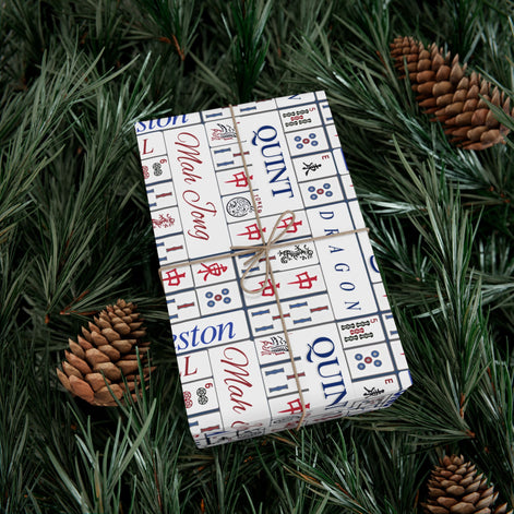 Mahjong Tile Pattern Gift Wrap Paper — Charleston, Kong & Pass Design