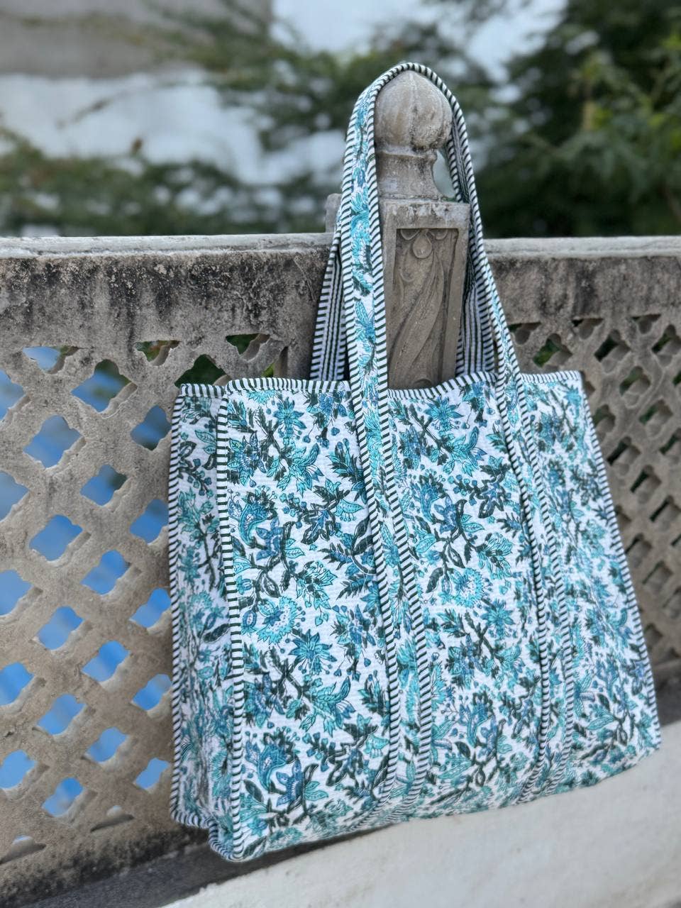 Stylish Women’s Quilted Fabric Jhola Bag Woman's Cotton Bag