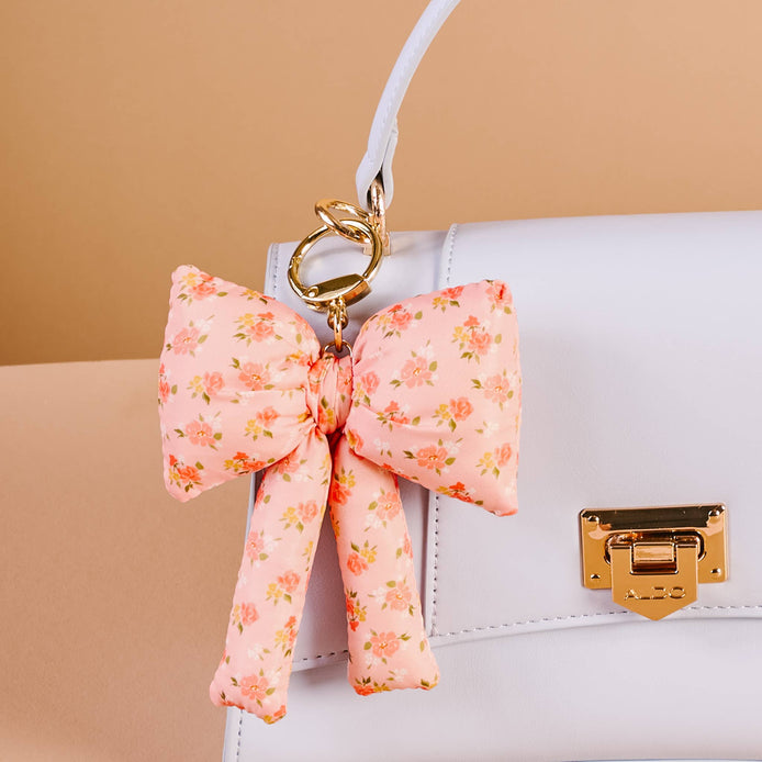 Puffy Bow Bag Charm-Peachy Petals