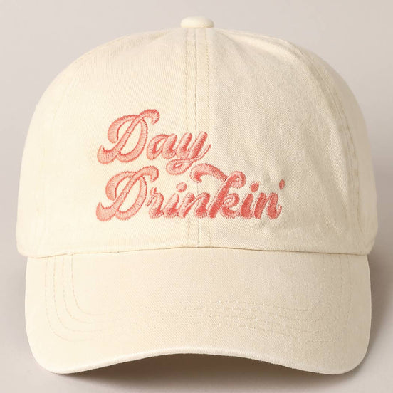 Day Drinkin' Text Embroidered Baseball Cap