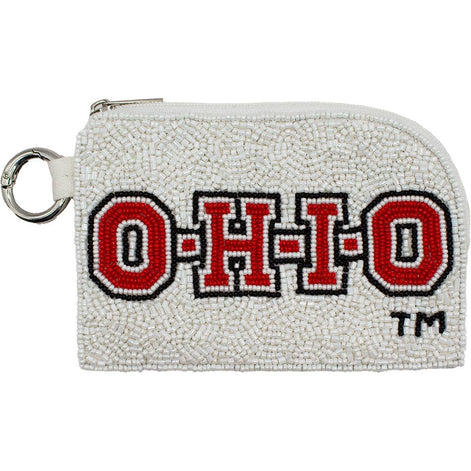 Ohio State University Beaded Keyring Coin Pouch