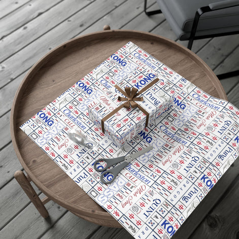 Mahjong Tile Pattern Gift Wrap Paper — Charleston, Kong & Pass Design