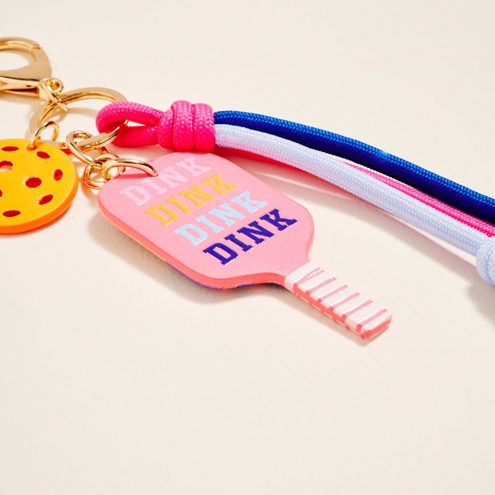 Leather Pickleball Paddle Rope Bag Charm Keychain