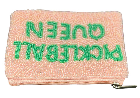 Pickleball Queen Beaded Coin Purse
