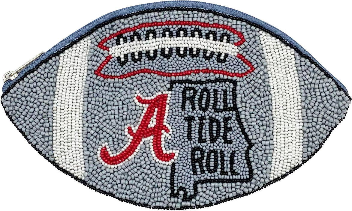 ROLL TIDE FOOTBALL BEADED POUCH