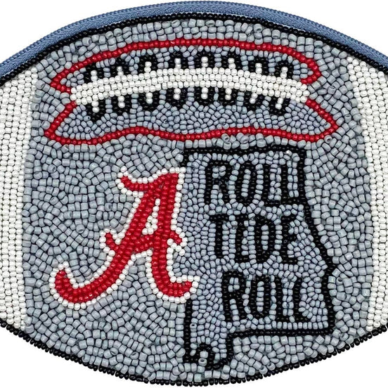 ROLL TIDE FOOTBALL BEADED POUCH