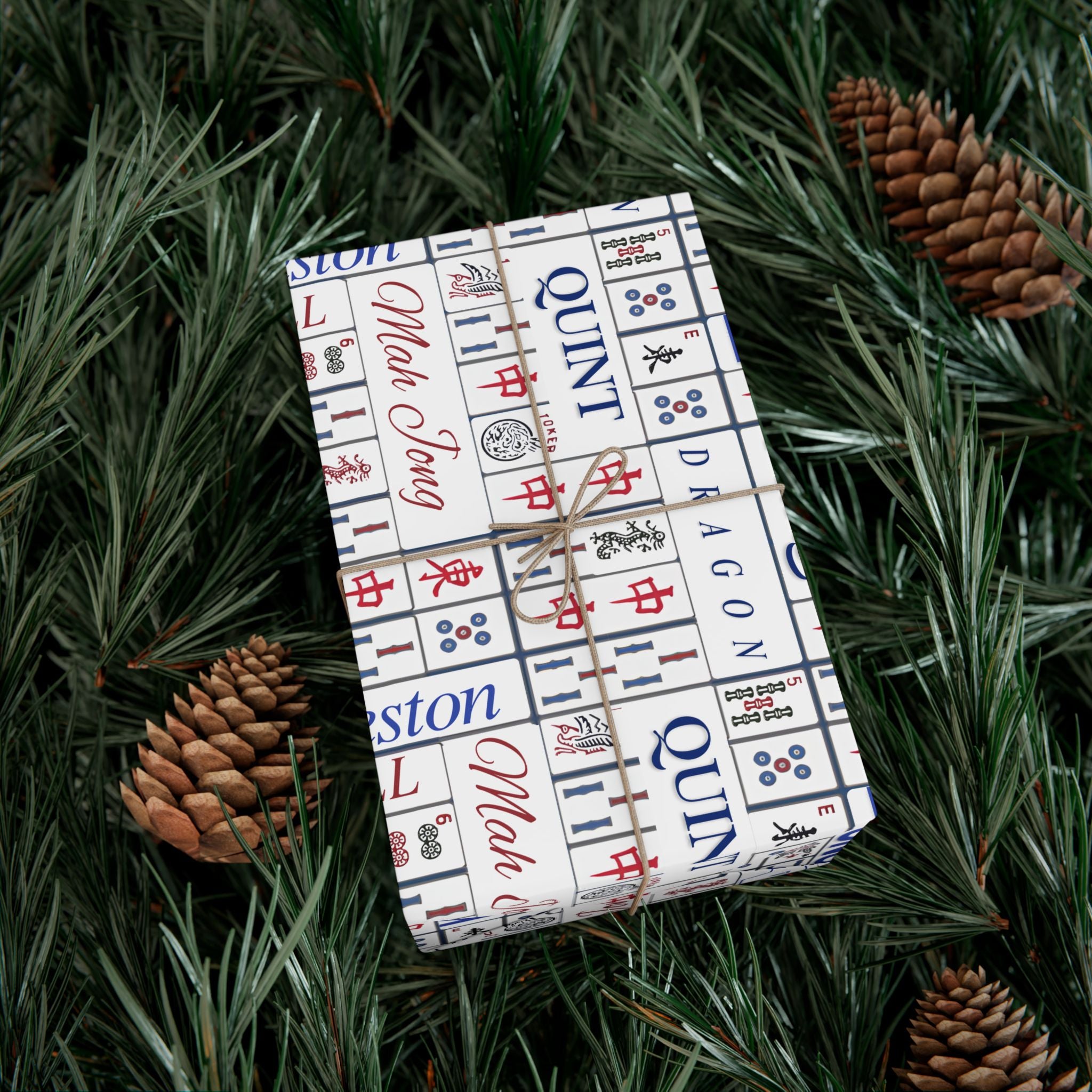Mahjong Tile Pattern Gift Wrap Paper — Charleston, Kong & Pass Design