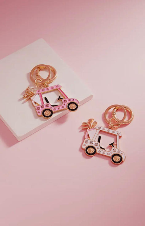 Golf Cart Rhinestone Key Chain - Pink