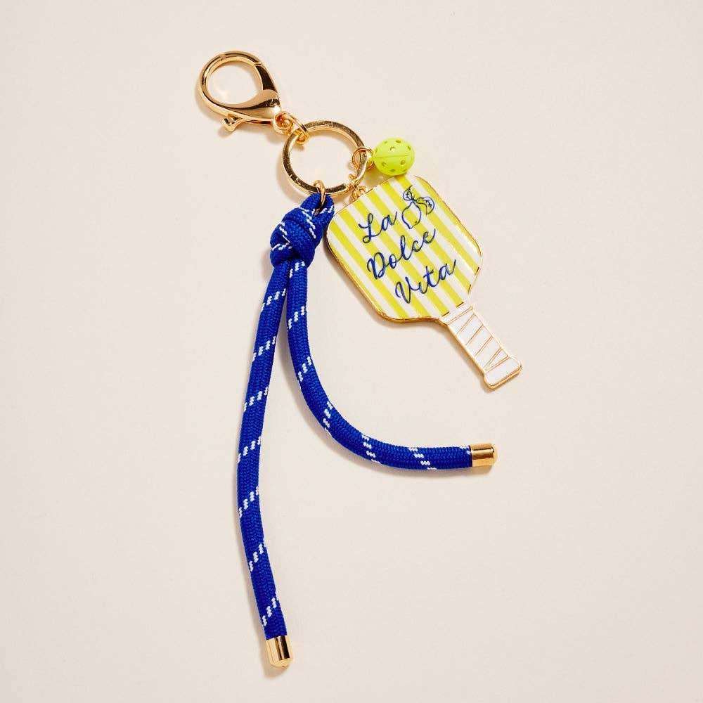 8 In Pickleball Paddle Ball Rope Bagcharm Keychain