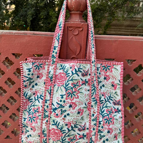 100% Cotton Floral Print Bag Women Shopping Bag Quilted Bags