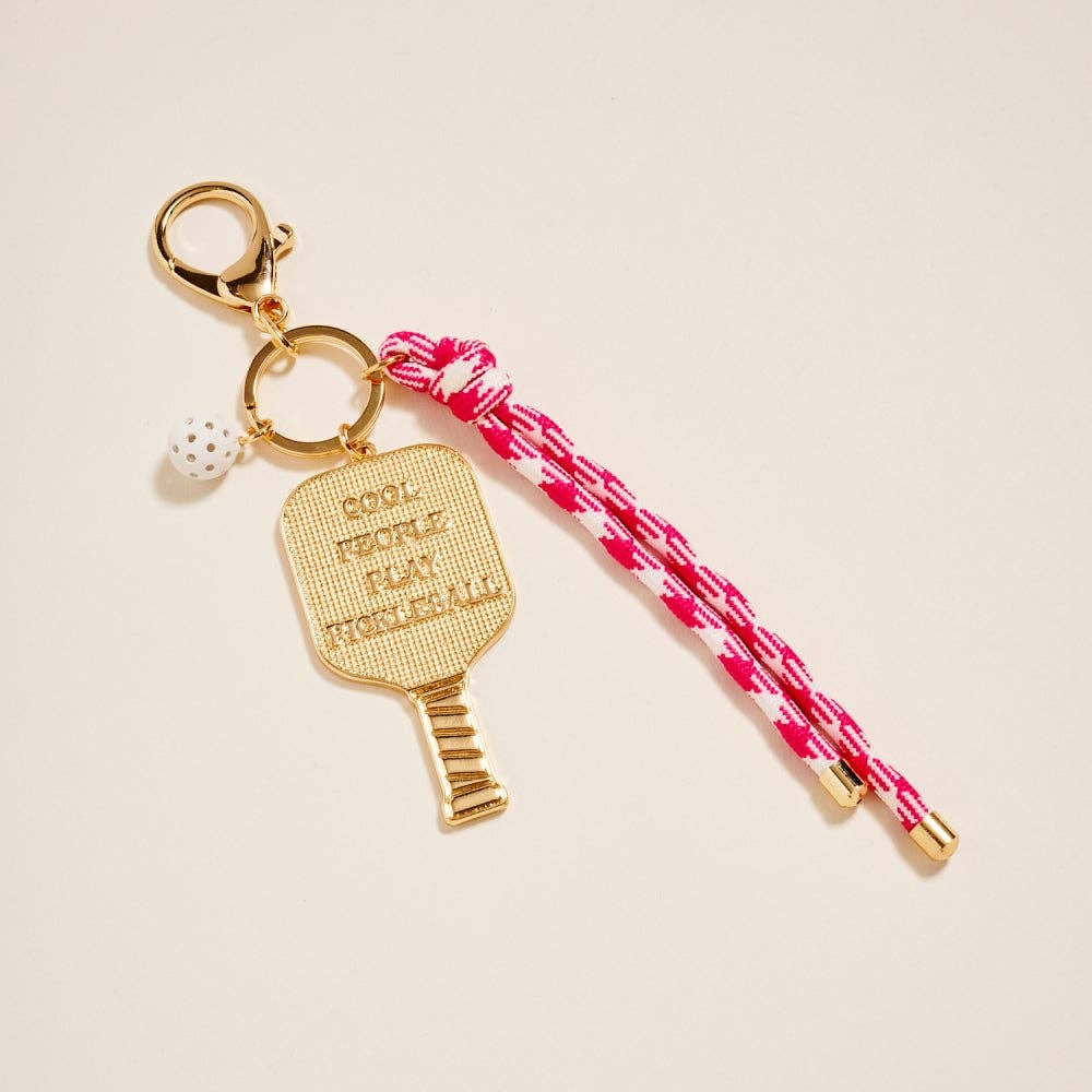 8 In Pickleball Paddle Ball Rope Bagcharm Keychain