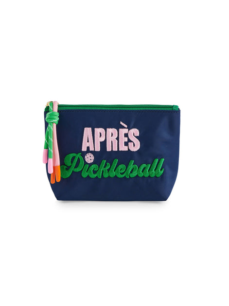 "APRÈS PICKLEBALL" SMALL ZIP POUCH, NAVY
