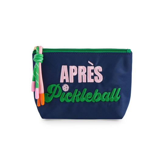 "APRÈS PICKLEBALL" SMALL ZIP POUCH, NAVY