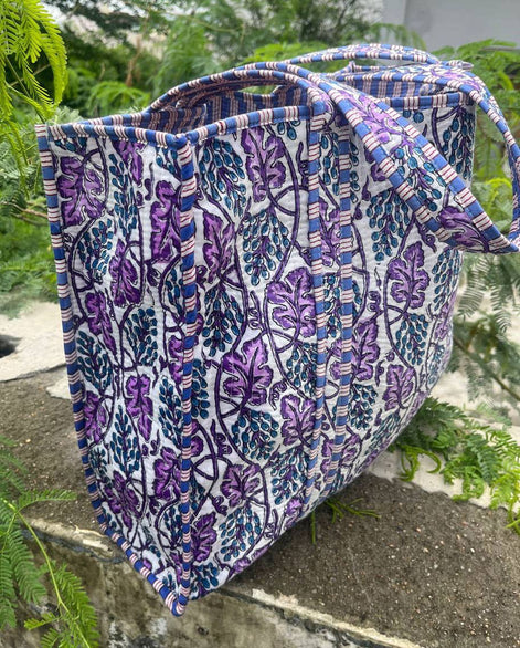 New Quilted Cotton Handprinted Reversible Floral Printed Bag