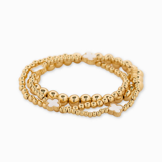 Clover Stretch Beaded Bracelets, Set of 3