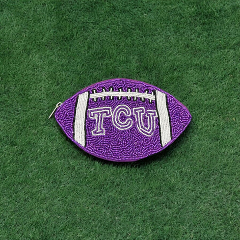 TCU FOOTBALL BEADED POUCH
