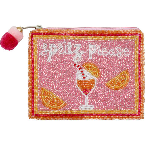 SPRITZ PLEASE BEADED COIN POUCH