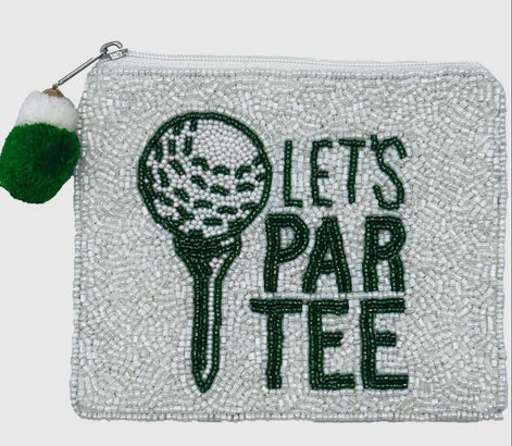 Golf Themed “Let’s Partee” Beaded Coin Purse