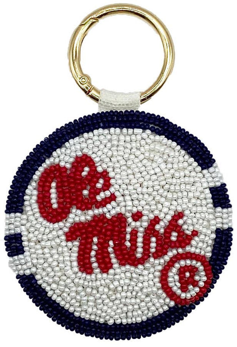 OLE MISS BEADED KEYCHAIN