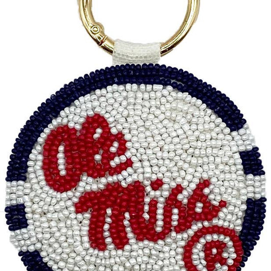 OLE MISS BEADED KEYCHAIN