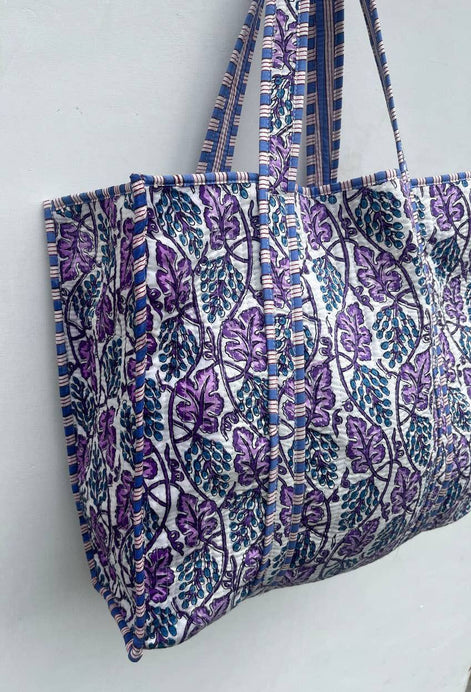 New Quilted Cotton Handprinted Reversible Floral Printed Bag