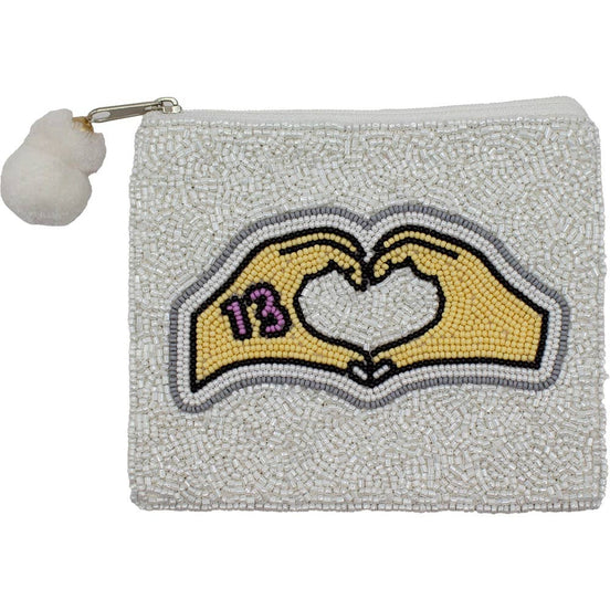 HAND HEART #13 BEADED COIN POUCH