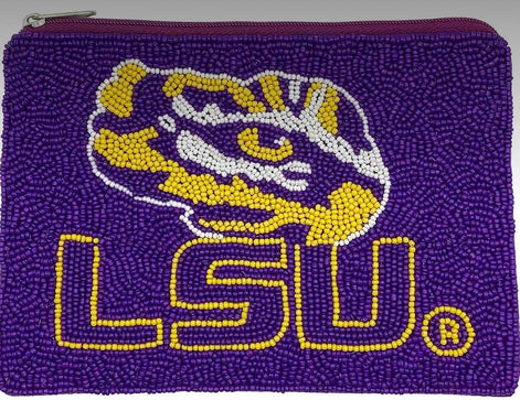 LSU Officially Licensed Beaded Coin Pouch