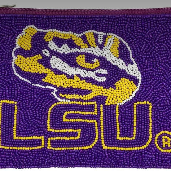 LSU Officially Licensed Beaded Coin Pouch