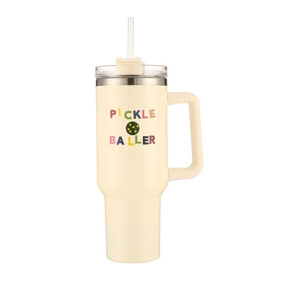 PICKLE BALLER Themed Solid Color 40 oz Tumbler Cup