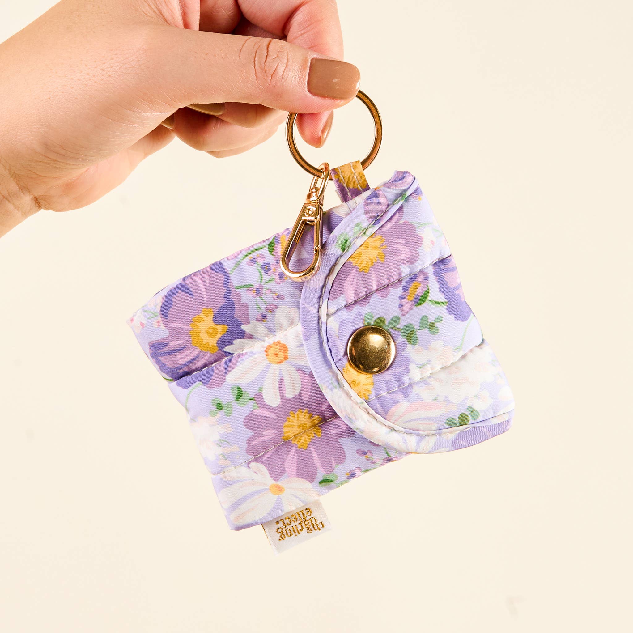 Puffy Earbud Case Keychain-Bouquet Beauty Purple