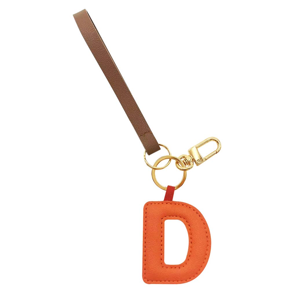 Alphabet Faux Leather Key Chain Bag Charm