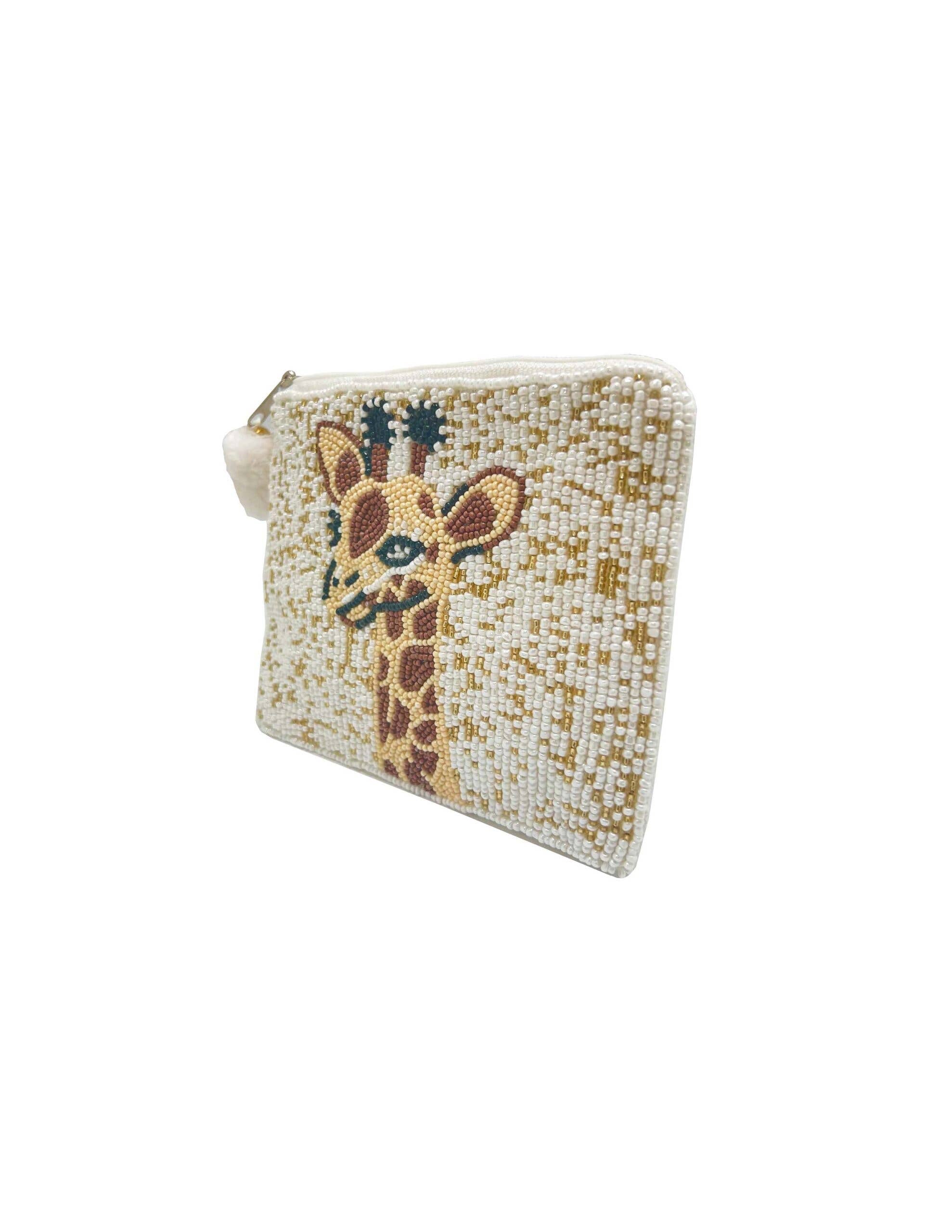 Handmade Giraffe Beaded Coin Purse
